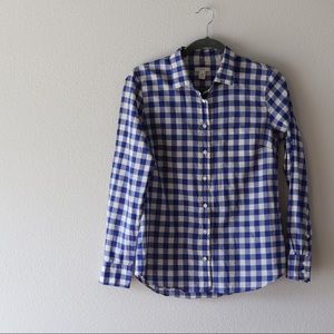 Blue and Tan Checked buttonup JCrew Collared Shirt